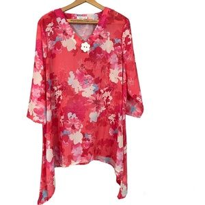 Indigo Soul sheer floral tunic. Women’s 2XL